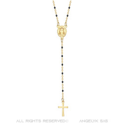 Chapelet Sainte Sara Collier femme Acier Or Noir bobijoo