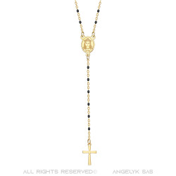 CP0057-BLACK BOBIJOO Jewelry Rosary Sainte Sara Necklace woman Steel Gold Black