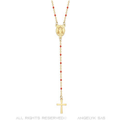 Chapelet Sainte Sara Collier femme Acier Or Rouge bobijoo