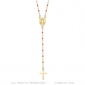 CP0057-RED BOBIJOO Jewelry Rosenkranz Sainte Sara Halskette frau Stahl Rotgold