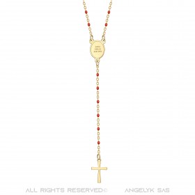 CP0057-RED BOBIJOO Jewelry Rosary Sainte Sara Necklace woman Steel Red Gold