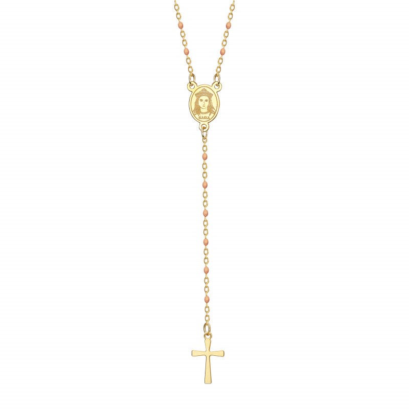 Chapelet Sainte Sara Collier femme Acier Or Rose bobijoo