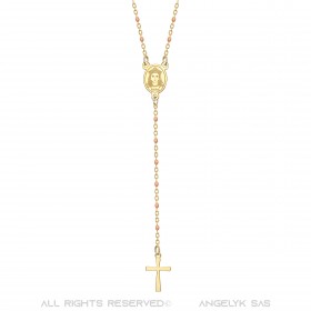 CP0057-PINK BOBIJOO Jewelry Rosario Sainte Sara Collar mujer Acero Oro Rosa