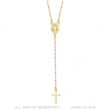 Chapelet Sainte Sara Collier femme Acier Or Rose bobijoo
