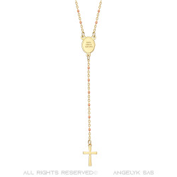 Chapelet Sainte Sara Collier femme Acier Or Rose bobijoo