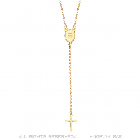 Chapelet Sainte Sara Collier femme Acier Or Rose bobijoo