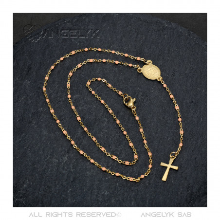Chapelet Sainte Sara Collier femme Acier Or Rose bobijoo