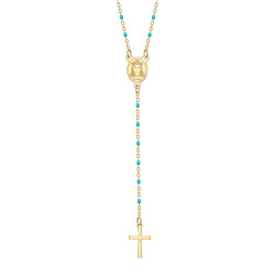 CP0057-BLUE BOBIJOO Jewelry Rosenkranz Sainte Sara Halskette frau Stahl Gold Blau