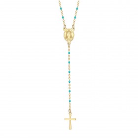 Chapelet Sainte Sara Collier femme Acier Or Bleu bobijoo