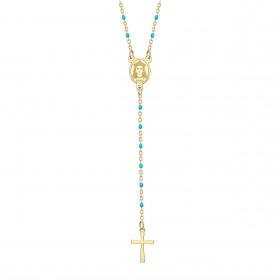 CP0057-BLUE BOBIJOO Jewelry Rosenkranz Sainte Sara Halskette frau Stahl Gold Blau