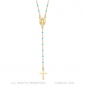 CP0057-BLUE BOBIJOO Jewelry Rosario Sainte Sara Collar mujer Acero Oro Azul