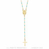 CP0057-BLUE BOBIJOO Jewelry Rosario Sainte Sara Collar mujer Acero Oro Azul