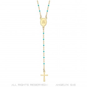 CP0057-BLUE BOBIJOO Jewelry Rosario Sainte Sara Collana donna Acciaio Oro Blu