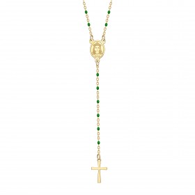 CP0057-GREEN BOBIJOO Jewelry Rosario Sainte Sara Collar mujer Acero Oro Verde