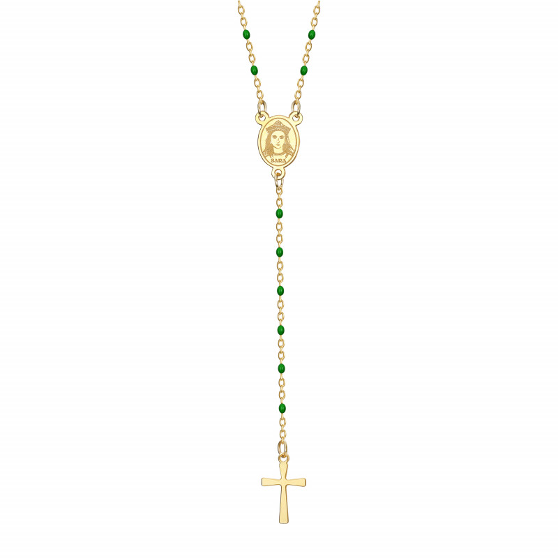 CP0057-GREEN BOBIJOO Jewelry Rosario Sainte Sara Collana donna Acciaio Oro Verde