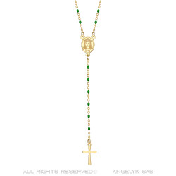 Chapelet Sainte Sara Collier femme Acier Or Vert bobijoo