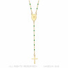 CP0057-GREEN BOBIJOO Jewelry Rosary Sainte Sara Necklace woman Steel Gold Green