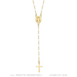 Chapelet Sainte Sara Collier femme Acier Or Blanc bobijoo