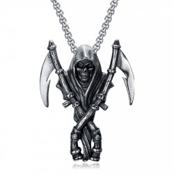 PE0048NEW BOBIJOO Jewelry Grim Reaper Skull Biker Ciondolo in acciaio inossidabile