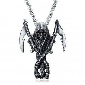 Pendentif Faucheuse Tête de Mort Biker Acier inoxydable bobijoo