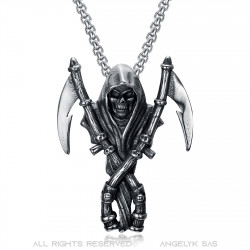 PE0048NEW BOBIJOO Jewelry Grim Reaper Skull Biker Ciondolo in acciaio inossidabile