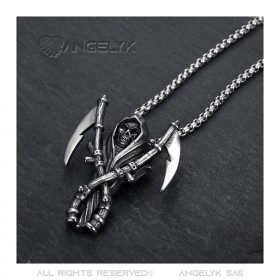 Pendentif Faucheuse Tête de Mort Biker Acier inoxydable bobijoo