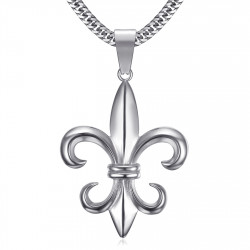 PE0123 BOBIJOO Jewelry Anhänger Fleur de Lys, Stahl Silber + Kette 60 cm