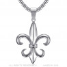 PE0123 BOBIJOO Jewelry Anhänger Fleur de Lys, Stahl Silber + Kette 60 cm