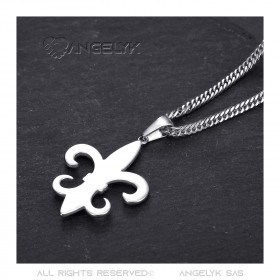 Pendentif fleur de lys Acier inoxydable Chaîne 60cm bobijoo