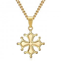 Pendentif croix Occitane Femme Cathare Acier inoxydable Or bobijoo