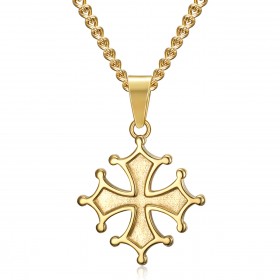 Pendentif croix Occitane Femme Cathare Acier inoxydable Or bobijoo