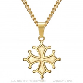 PEF0046 BOBIJOO Jewelry Occitan Cross Pendant Cathare Woman Stainless Steel Gold