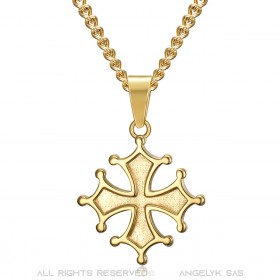 PEF0046 BOBIJOO Jewelry Occitan Cross Pendant Cathare Woman Stainless Steel Gold