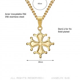 PEF0046 BOBIJOO Jewelry Occitan Cross Pendant Cathare Woman Stainless Steel Gold