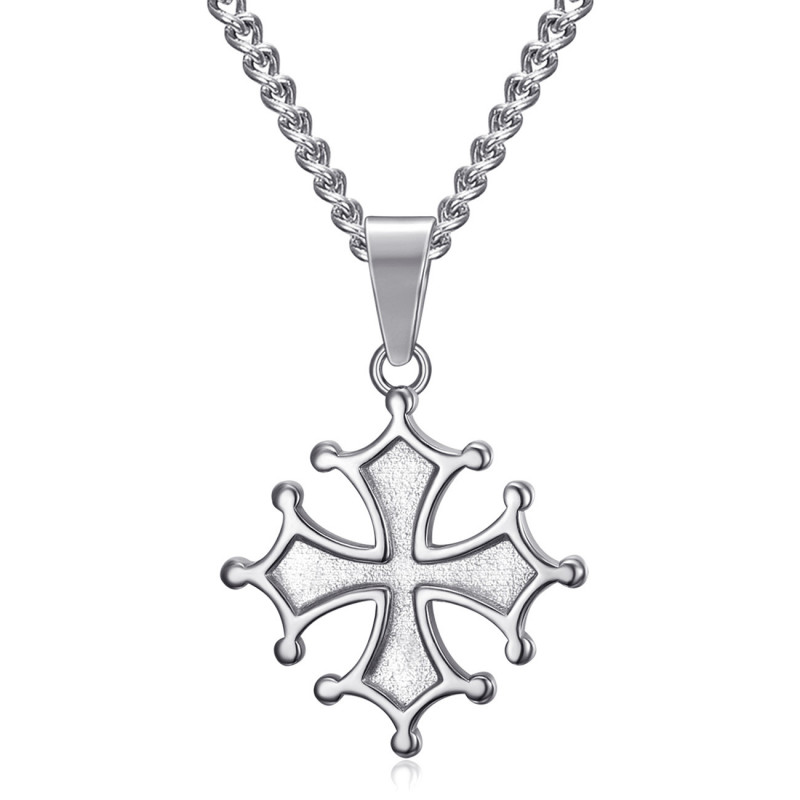 Pendentif croix Occitane Femme Cathare Acier inoxydable bobijoo