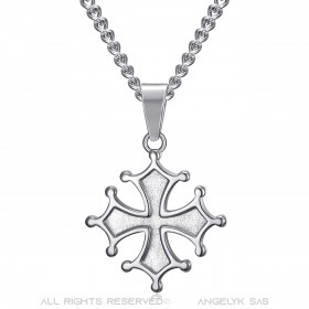 Pendentif croix Occitane Femme Cathare Acier inoxydable bobijoo