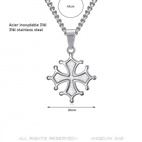 PEF0046S BOBIJOO Jewelry Occitan Cross Pendant Cathare Woman Stainless Steel