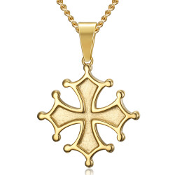 Okzitanisches Kreuz Anhänger Cathare Man Edelstahl Gold