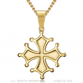 PE0154 BOBIJOO Jewelry Okzitanisches Kreuz Anhänger Cathare Man Edelstahl Gold