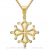 Pendentif croix Occitane Homme Cathare Acier inoxydable Or bobijoo