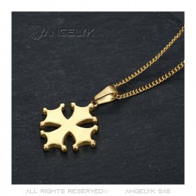 PE0154 BOBIJOO Jewelry Occitan Cross Pendant Cathare Man Stainless Steel Gold