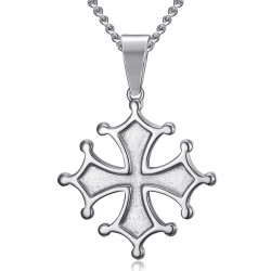 PE0154S BOBIJOO Jewelry Okzitanisches Kreuz Anhänger Cathare Man Edelstahl Silber