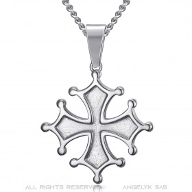 PE0154S BOBIJOO Jewelry Occitan Cross Pendant Cathare Man Stainless Steel Silver