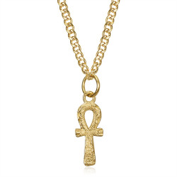 PEF0072 BOBIJOO Jewelry Ciondolo Croce della vita Donna 12mm Discreto e fine Acciaio Oro
