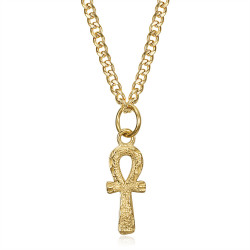 PEF0072 BOBIJOO Jewelry Colgante cruz de la vida Mujer 12mm Discreto y fino Acero Oro