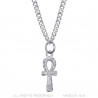 Croix de vie pendentif Femme 12mm Discret et fin Acier Argent bobijoo