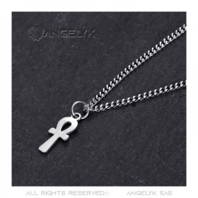 Croix de vie pendentif Femme 12mm Discret et fin Acier Argent bobijoo