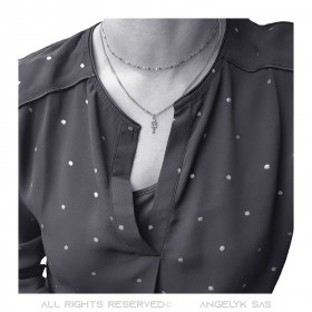Croix de vie pendentif Femme 12mm Discret et fin Acier Argent bobijoo