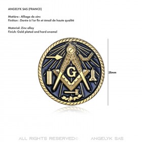 PIN0012 BOBIJOO Jewelry Pins Masonic Rund totenkopf Farben Schwarz und Gold