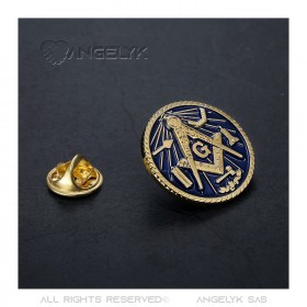 PIN0012 BOBIJOO Jewelry Pins Masonic Rund totenkopf Farben Schwarz und Gold